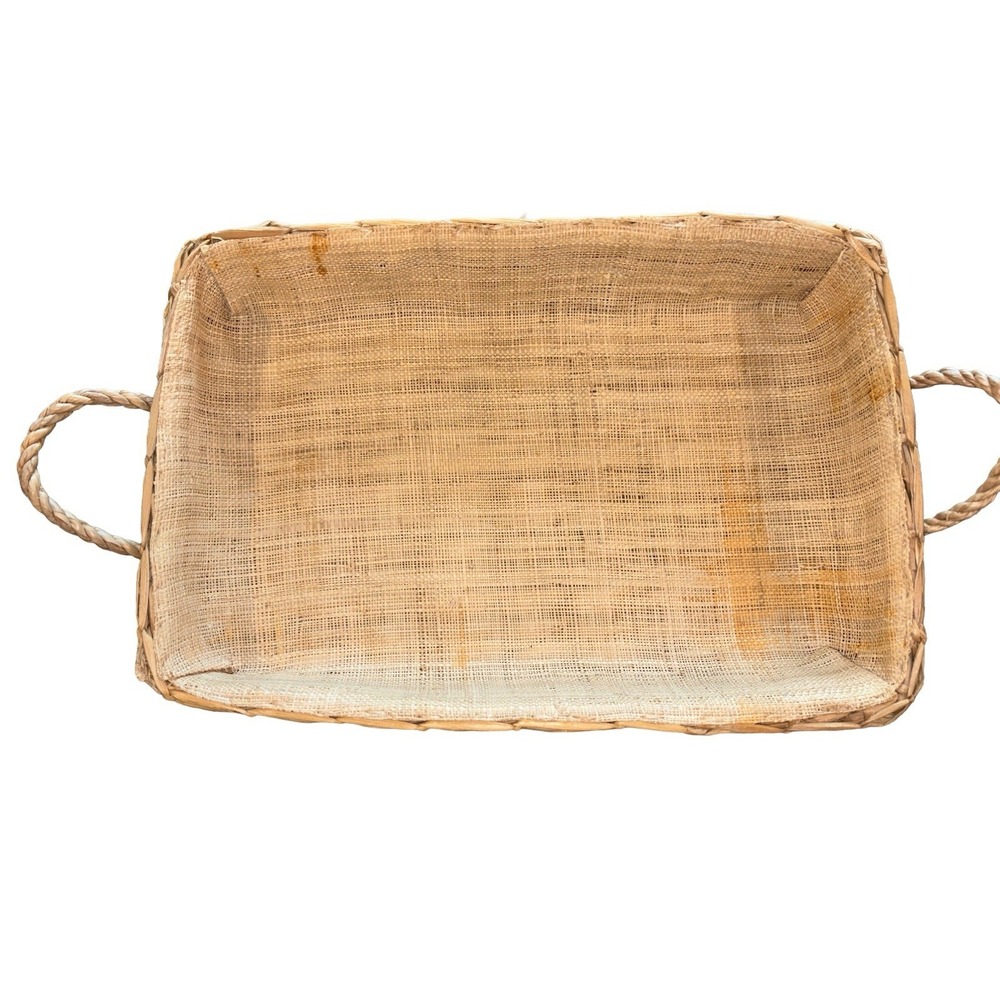 Pyrex Casserole Wicker Raffia Lined Basket Fruit Vegetables Cottage Core Vtg - Picture 6 of 8